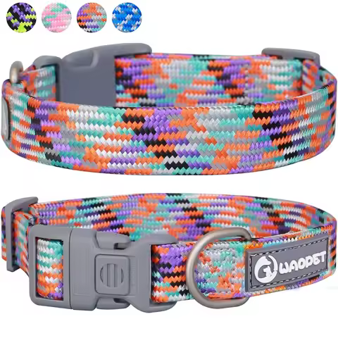 Comfort Dog Collar, Reflective Nylon Collar with Safety Lock, Adjustable Soft and Durable for Small 