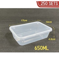Rectangular Plastic Food Container With Lid 650ml / Bekas Makanan Plastik Microwave A650 (250SETS)