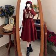 Two-Piece Dress Women Trendy Dress 2025 Retro Buckle Corduroy Young 10.2