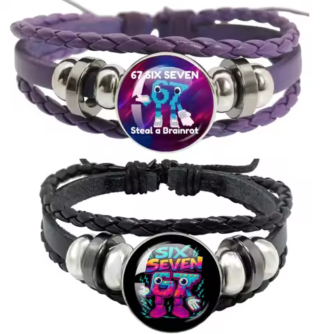 Six Seven 67 Steal A Brainrot Funny Meme Bracelet Art Multilayer Black Purple Bracelet Bangle Jewelr