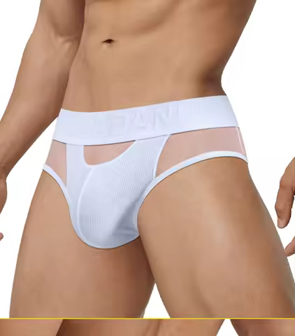 ADANNU Quick-dry 3-Section Spliced Sheer Mesh Low-rise Men's Briefs (95% Cotton 5% Spandex)
