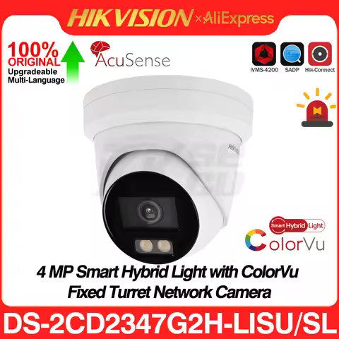 Hikvision DS-2CD2347G2H-LISU/SL 4MP Smart Hybrid Light ColorVu IP Camera Strobe Light Audible Warnin