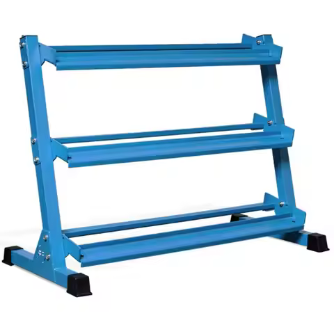 Fitness Dumbbell Rack 3Tier Compact Holder Fits Sets 550 lb Weight Storage Stand Rubber Hex Organize