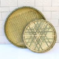 A-T💗Hanshui Bamboo Products Household round Winnowing Fan Perforated Non-Porous Bamboo Sieve Handmade Bamboo Products Ba