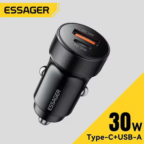 Essager 30W Mini Car Charger PD3.0 QC3.0 Quick Charge Type C Car Charger PD 22.5W Fast Charging For 