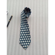 NAVY LONG TIE WITH 3D SILVER PLAID TAYA SILK - PAIMA 2411-35