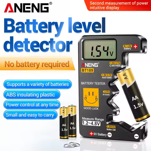ANENG BT189 Battery Tester LCD Display Universal 1.2-4.8V Checker for AA AAA 9V N D C 14500 Button C