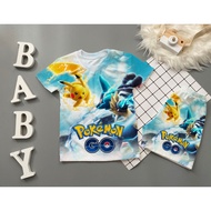 3D printed Thai sweatshirt set for boys with cute Poke mon print 10-60kg