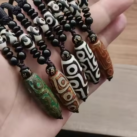 Natural Stone Materials Fashionable Style Tibet Heaven Bead Bring Good Luck Nine Eye Tibet Dzi Penda
