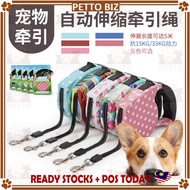 5M One handed Lock Retractable Dog Leash Auto-Traction Rope Automatic Extending Pet Auto Leash Fancy