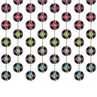 4/8pcs Retro Vinyl Record Paper Wreath, Vintage Themed Ribbon Garland Decorations, Suitable For 50s 