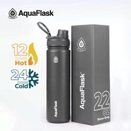 AquaFlask 22oz Stone Gray Wide Mouth with Spout Lid Vacuum Insulated Drinking Water Aqua Flask