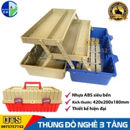 Hộp dụng cụ đa năng 3 tầng tự mở Nhật Bản Buddy K-0004 Thùng đựng đồ nghề xếp gọn gàng nhựa ABS siêu
