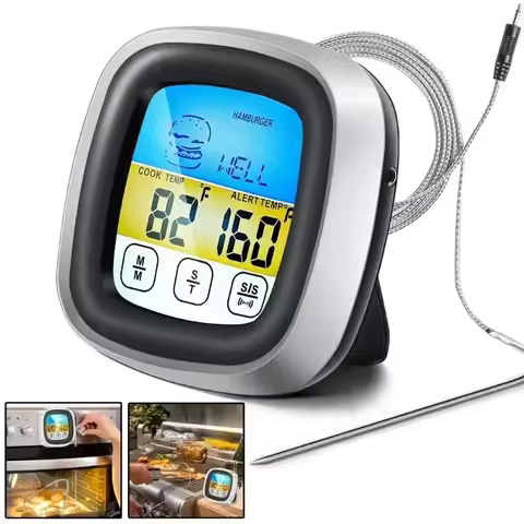 1pc Digital Kitchen Food Thermometer Probe Touch Screen Barbecue Meat Temperature Measure Steak BBQ 