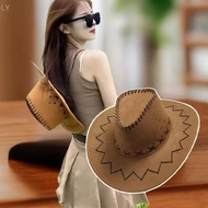 [LY] Women Men Cowboy Hat Western Suede Cowgirl Hats Fashion West Fancy Dress Party Headwear Unisex 