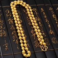 24 gold necklace round bead chain necklace fash24 Real gold necklace Men's Style round bead chain te