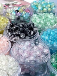 100 顆 8 毫米玉石玻璃多彩防爆水晶、雪花、冰裂珠適合 Diy 珠寶製作