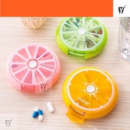 MCT 7 Days 1 Week Round Rotatable Transparent Pill Box/ High Quality ABS Dampproof Dustproof Medicin