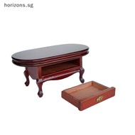 [B&T Dec] 1/12 Dollhouse Coffee Table Tea Table With Drawers Doll Home Living Room Furniture Ornamen