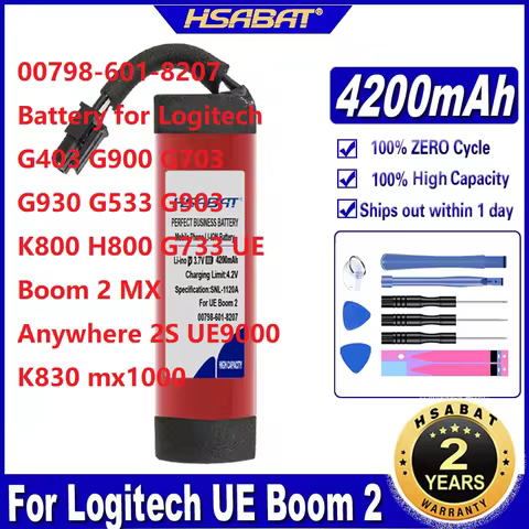 00798-601-8207 Battery for Logitech G403 G900 G703 G930 G533 G903 K800 H800 G733 UE Boom 2 MX Anywhe