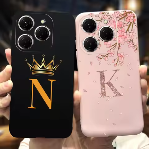 For Tecno Spark 20 Pro 4G Case KJ6 Back Cover Cute Letters Crown Flower Soft Silicone Funda For Tecn