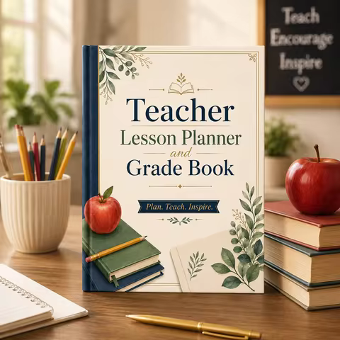 Teacher Lesson Planner & Grade Book, A5 Teacher Academic Notebook, Weekly Lesson Plan & Grade Tracke