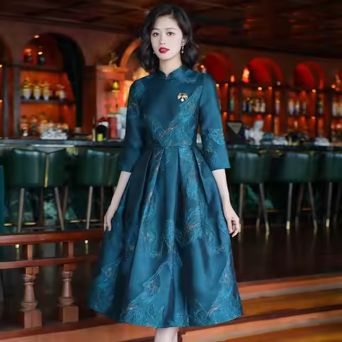 Chinese Wedding Party Mother New Year Dress Mama Qipao