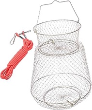 COHEALI Collapsible Mesh Fishing Cage Metal Rustproof Fish Basket Collapsible Fishing Net Cage Fish Baskets for Live Fish Crab Shrimps Lobster Minnows