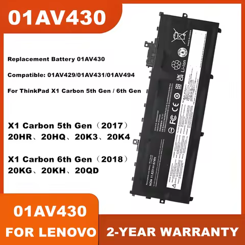 Laptop Battery For Lenovo ThinkPad X1 Carbon 5th 6th Gen X1 Carbon 2017 2018 G6 01AV494 01AV430 01AV