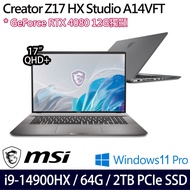 《MSI 微星》Creator Z17 HX Studio A14VFT-294TW(17吋QHD+/i9-14900HX/64G/2TB/RTX4080(