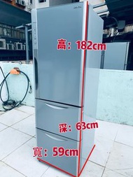  超抵🔥$2299 冰箱 日立 三門 大容量 可自動制冰 R-SG37B銀色 182CM高 二手電器 拆舊 搬屋 洗衣機 雪櫃 貨到付款