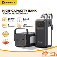 SOARFLY 100,000 mAh Power Bank 4-in-1 Built-in Cables Power Bank with Convenient Handle & LED Light