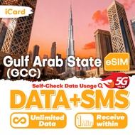 iCard eSIM_Gulf Arab State (GCC) 5-30 Days Data SIM| Data+SMS*| Unlimited Data| Daily Plan can top u