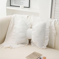 Bantal Berbentuk Busur, Bantal Hiasan Berbentuk Busur, Bantal Busur Merah Jambu dengan Renda, Bantal