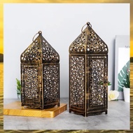 (HARB) 1pc Middle Metal Vintage Wind Lights Lantern Candle Holder Table Top Home Decor Accessories N