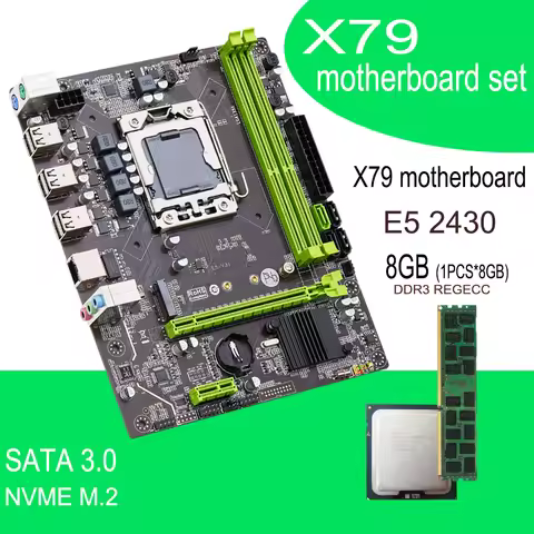 Qiyida X79 Motherboard set E5 2430 1*8GB=8GB DDR3 memory combo kit set NVME SATA 3.0 M ATX Server E5