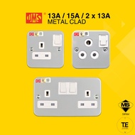 (SIRIM APPROVED) UMS 13A,15A, 2 X 13 A METAL CLAD SWITCH SOCKET OUTLET SINGLE / DOUBLE INDUSTRIAL TW