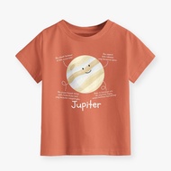 Boys Girls Tops with Planet Jupiter Motif in Teracotta Color