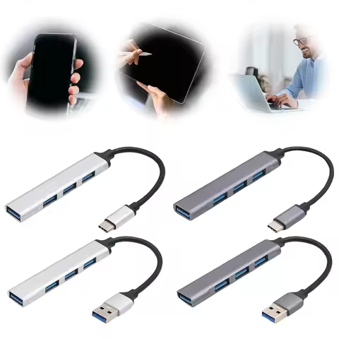 4-Port USB 3.0 Hub Adapter 5Gbps USB Data Hub USB C To USB Hub Multiple USB 3.0 Hub USB Port Expande