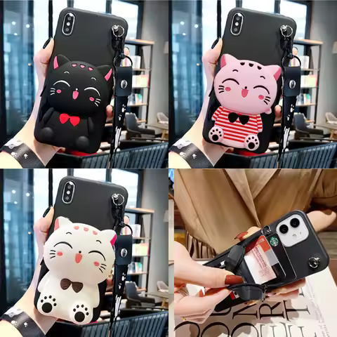 Cartoon DIY 3D Cat Wallet Soft TPU Case For Oneplus 15R 13 12 11 10R 10T 10 Pro 9RT 8T One Plus Nord
