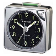 Rhythm CRE211NR66 Quartz Beep Alarm Clock Square Silver Black Dial