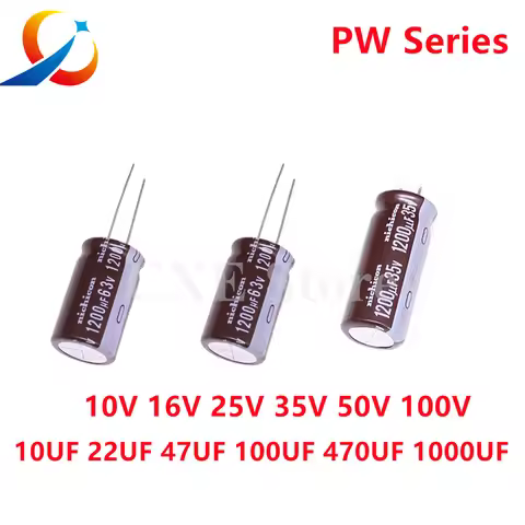 10PCS Nichicon PW Electrolytic capacitors 10V 16V 25V 35V 50V 63V 100V 10UF 22UF 47UF 100UF 220UF 47