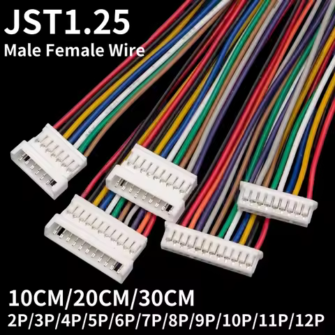 10Pcs JST 1.25 Male Female Wire Connector Pitch 1.25mm 2P 3P 4P 5P 6P 7P 8P 9P 10P 11P 12Pin Plug Ja