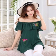 Women’s Short Sleeve Ruffle Blouse with Elegant Embroidery Design 81922