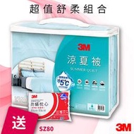 開學買棉被送枕頭~3M 涼夏被SZ80 單人送 3M防蹣枕頭標準型 防蹣 枕頭 棉被 被子 透氣 可水洗兩用被