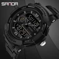 SANDA Original Men Watch Multifunction Dual Display Men's Sports Jam tangan lelaki