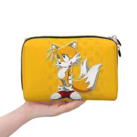 Tails The Fox Sonic The Hedgehog Women Cosmetic Bag Travel Makeup Organizer Pouch Toiletry Storage D