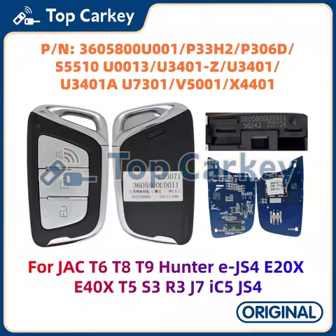 TopCarkey U0011 P33H2 P306D U3401 Original Smart Key ID47 433MHz for JAC T6 ST6 T8 T9 Hunter e-JS4 E