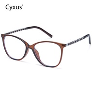 Cyxus Womens Blue Light Glasses Square Bright Black Frame Clear Lenses Korean-Euro Minimalist Style 
