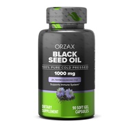 ORZAX Black Seed Oil 1000 mg Organic Cold Pressed Capsules for Hair, Skin, and Joints - Rich in Omeg